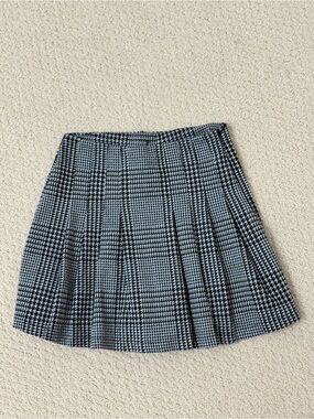 Size 9 Girls Zara Houndstooth Pleated Mini Skirt - Blue & Grey